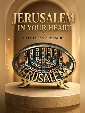 Vintage Jerusalem Israel Solid Brass Colorful Napkin / Letter Holder Judaical